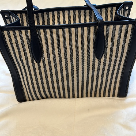 Kate spade navy and cream striped canvas bag - Picture 9 of 17